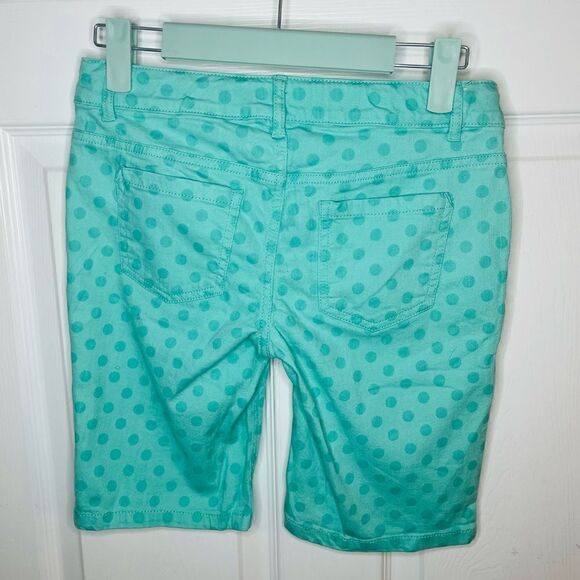 SO Polka Dot Bermuda Jean Shorts Mint Green Cotton Blend Girls 14 - Picture 4 of 7